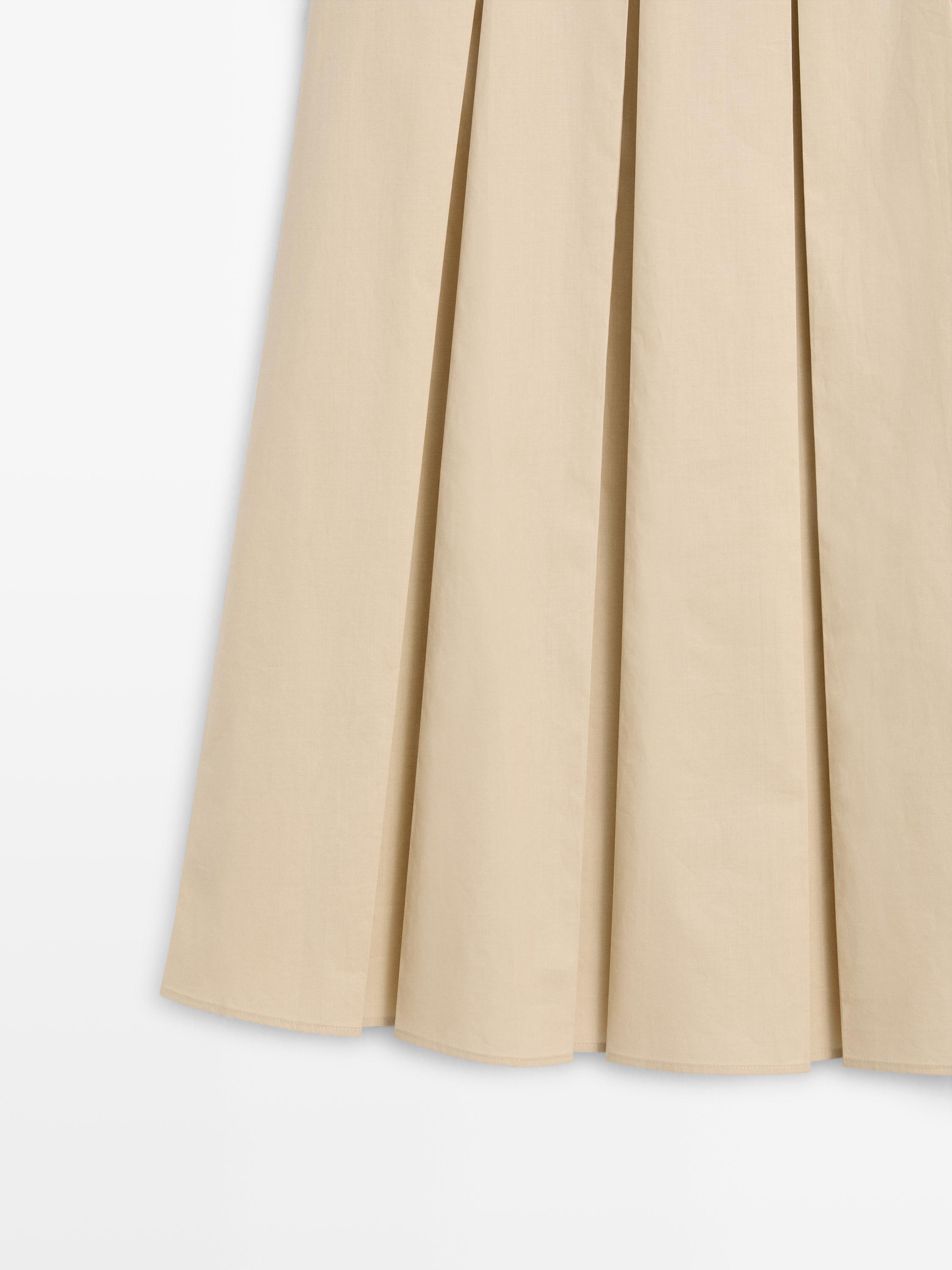 Jupe midi plissée coton